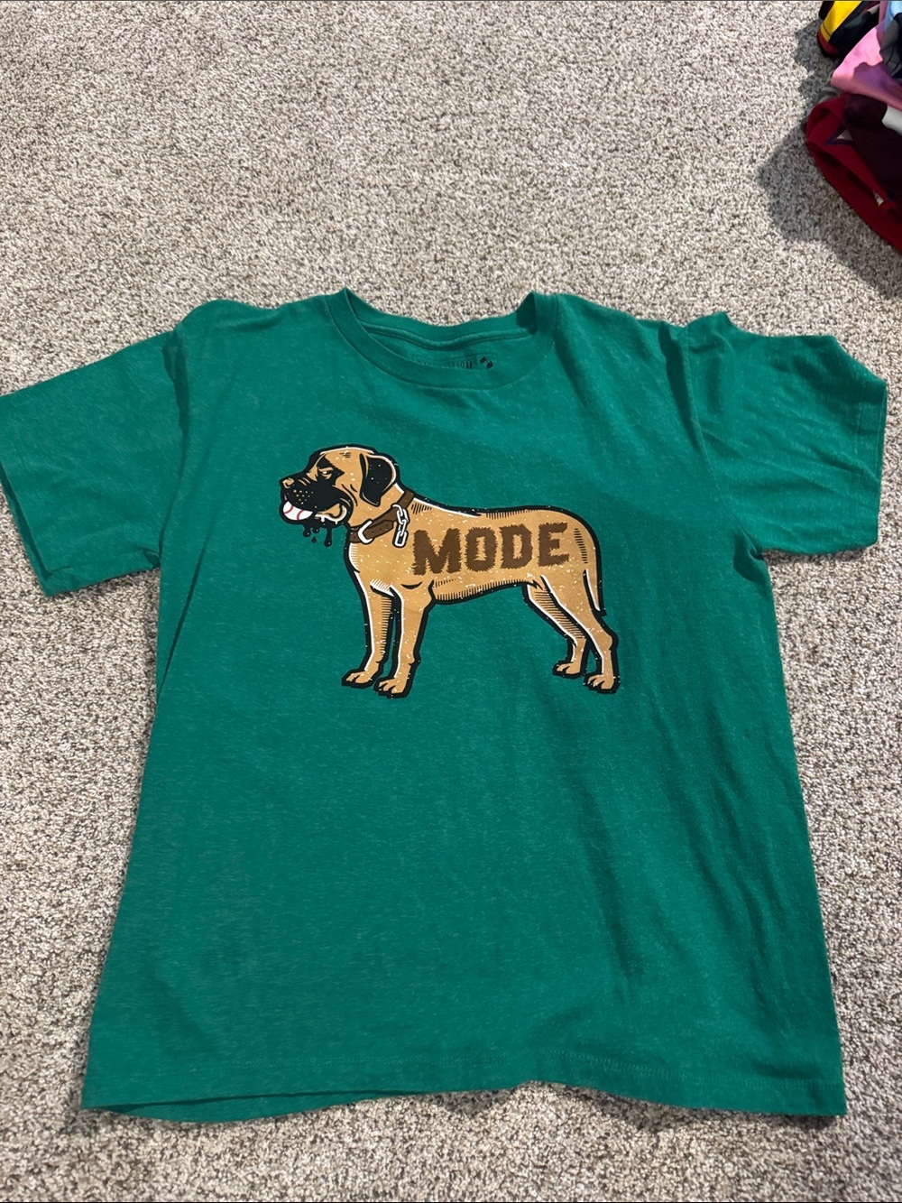 Green Kids Short-Sleeve Tee with Dog Graphic - MODE Print